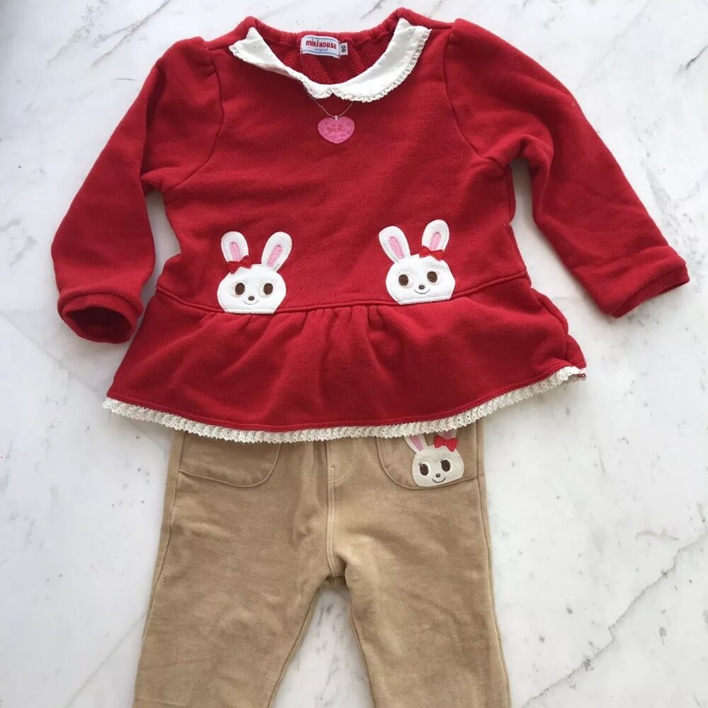 Miki House Hot Biscuit, Girl’s Clothing, Red&Beige, Sz90